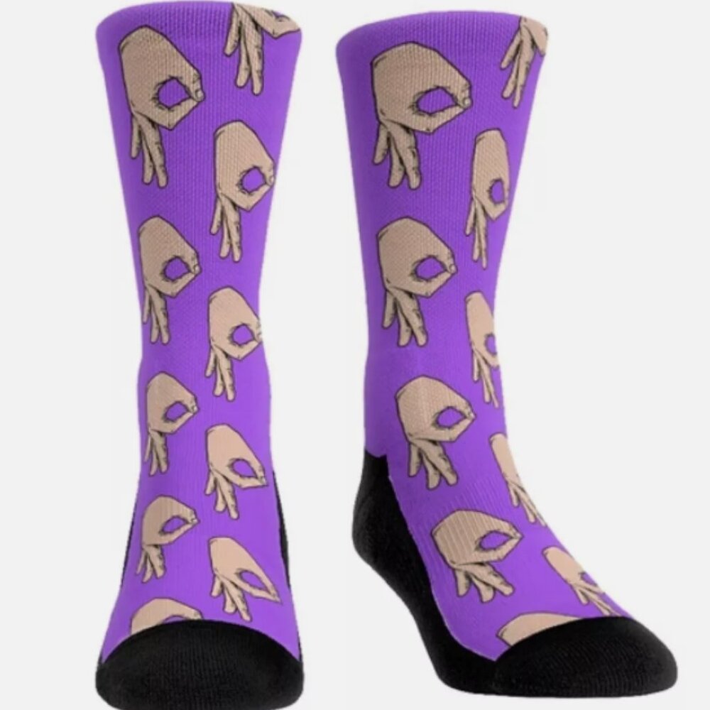 Rock 'Em Socks Circle Game Meme Socks Men’s L/XL NWT Purple